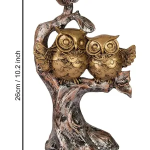DIWALI Owl Pair Sitting on Tree Figurine