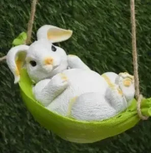 Sleeping on Rabbit Figurine