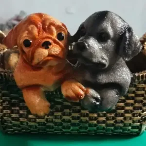 DIWALI Dog Figurine in a Basket
